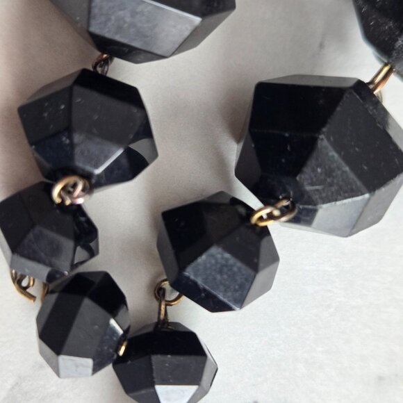 Vintage Black Lucite Acrylic Long Drop Earrings 5"+ - Picture 5 of 6